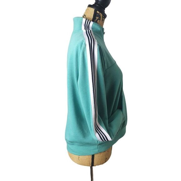 Adidas Women's 1/4 Zip Pullover Sweatshirt Small Teal With Striped Sleeves NWOT - Picture 5 of 7